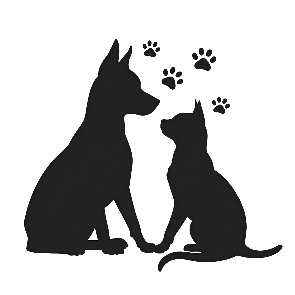 Silhouette of a Dog and a Cat